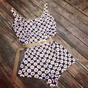 Vintage Mod Elisabeth Stewart Belted Swim Romper
